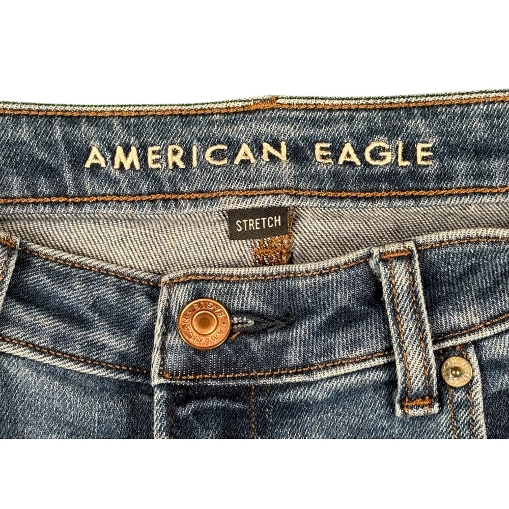 American Eagle Mom Jeans Size 6 Ripped Distressed Stretch Denim - Picture 2 of 6